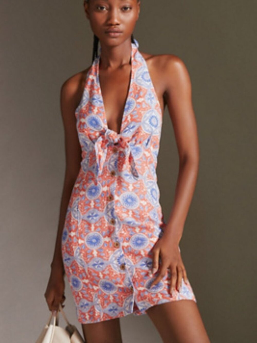 Anthropologie Maeve Tie Front Printed Mini Dress size 2X